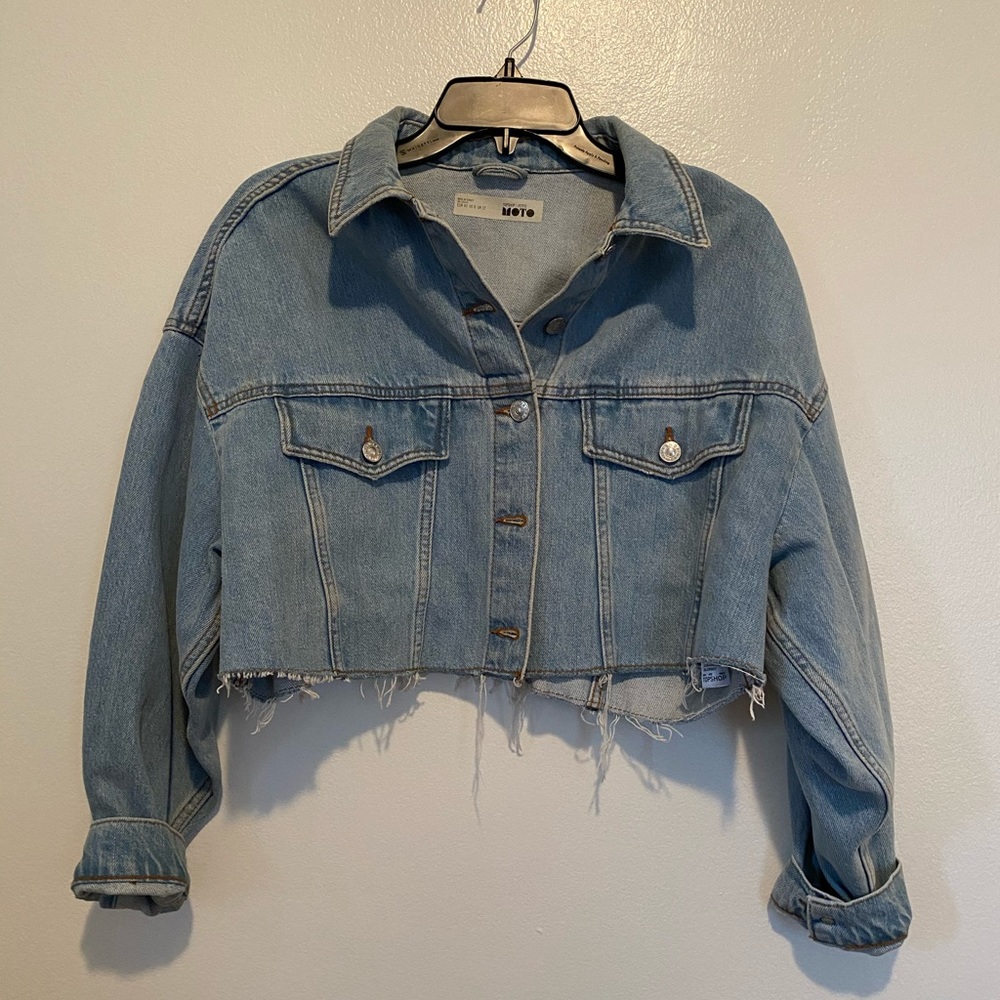 TOPSHOP Hacked Off Cropped Denim Jacket